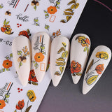 3D Herfst Nagelstickers Pompoenbladeren Nagelstickers Geometrische Lijn Bloemen Nagelstickers Thanksgiving Day Ontwerp Nagelstickers Herfst Pompoen Nagelstickers Nagelaccessoires Nagelkunst