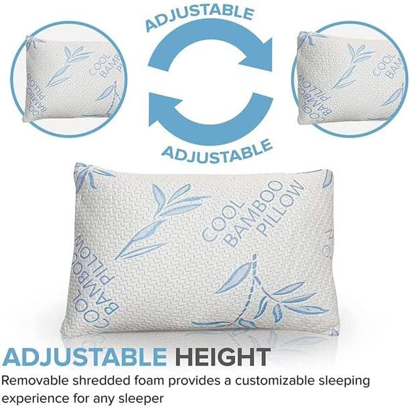 Comfysleep Kingsize Bamboe Viscose Kussen Verkoelend Versnipperd Traagschuim Verstelbare Bamboe Viscose Afneembare/Wasbare Hoes 2 stuks Naty Shop Standaard Kussens