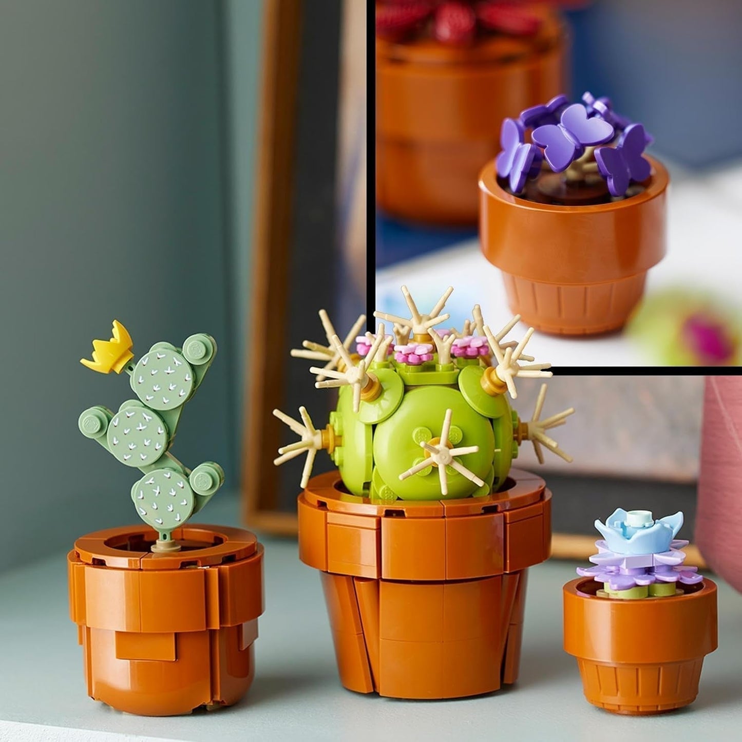 LEGO Icons Miniplanten, 9 bouwbare kunstbloemen, botanische collectieset voor volwassenen met bouwbare terracotta pot, huisdecoratie, cadeau voor dames en heren 10329 Bouwsets Bekijk de LEGO-Store