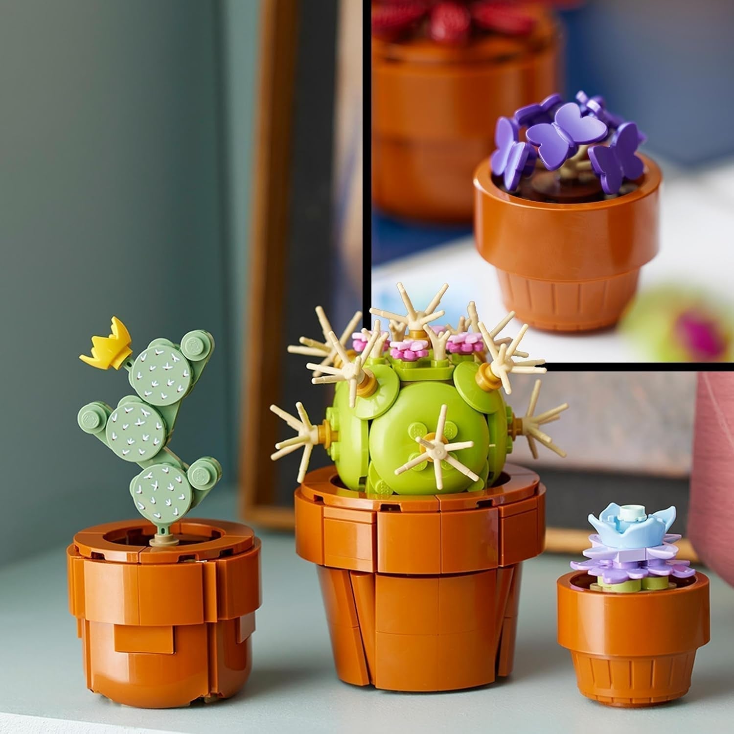LEGO Icons Miniplanten, 9 bouwbare kunstbloemen, botanische collectieset voor volwassenen met bouwbare terracotta pot, huisdecoratie, cadeau voor dames en heren 10329 Bouwsets Bekijk de LEGO-Store