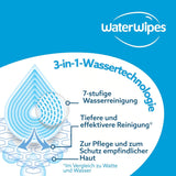 WaterWipes Sensitive+ vochtige doekjes voor baby's en peuters, 720 stuks (12 stuks), 3-in-1 reiniging, verzorging, bescherming, 99,9% water, structuurreiniging, geurvrij