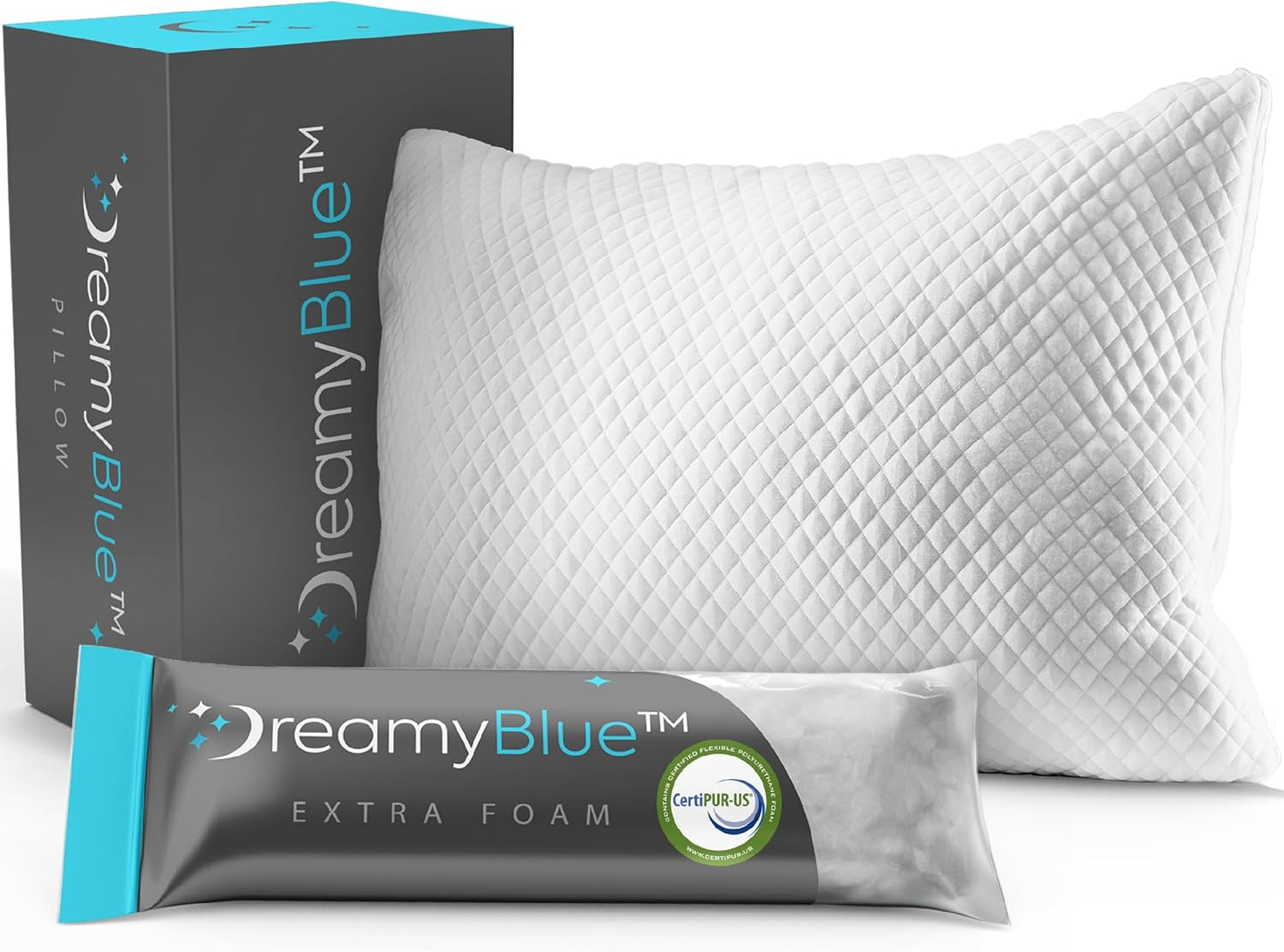 Dreamyblue Premium Slaapkussen - Versnipperde Memory Foam Vulling [Verstelbare Loft] Wasbare Bamboe-gewonnen Viscose Hoes - Voor Zij-, Rug- en Buikglijden - Naty Shop Standaard Kussens Standaard Titel