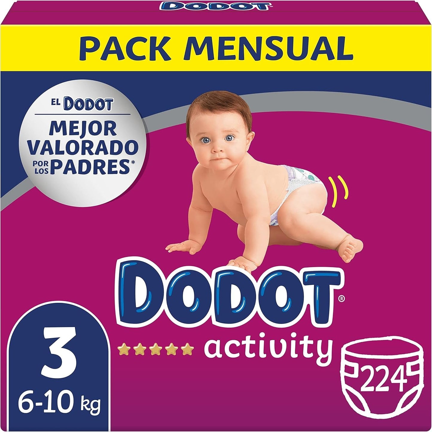 Baby-activiteitsluiers, maat 3 (6-10 kg), 224 luiers met een robuuste pasvorm