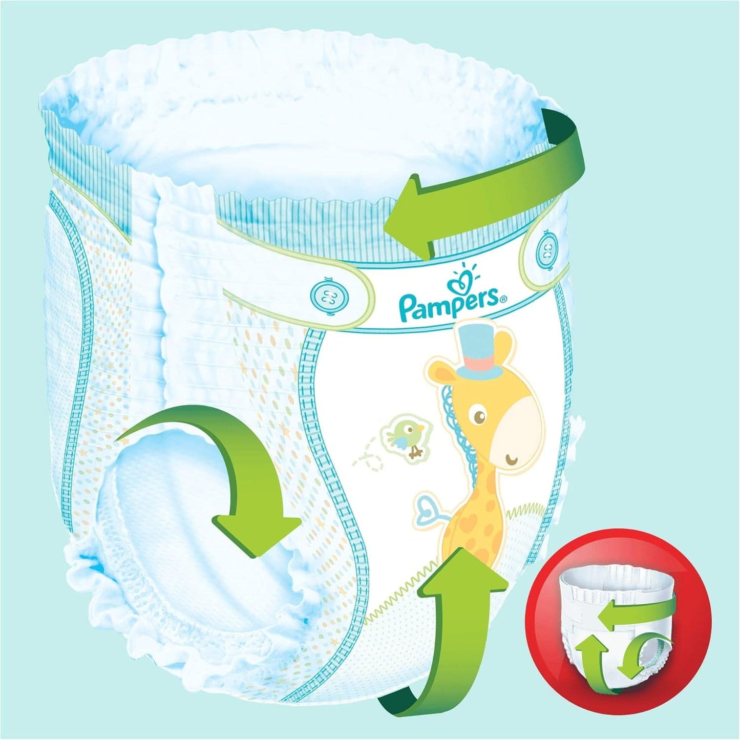 Pampers (oude versie), slipje, maat 4, 9 kg-15 kg, pakket van drie (1 x 88 luiers)
