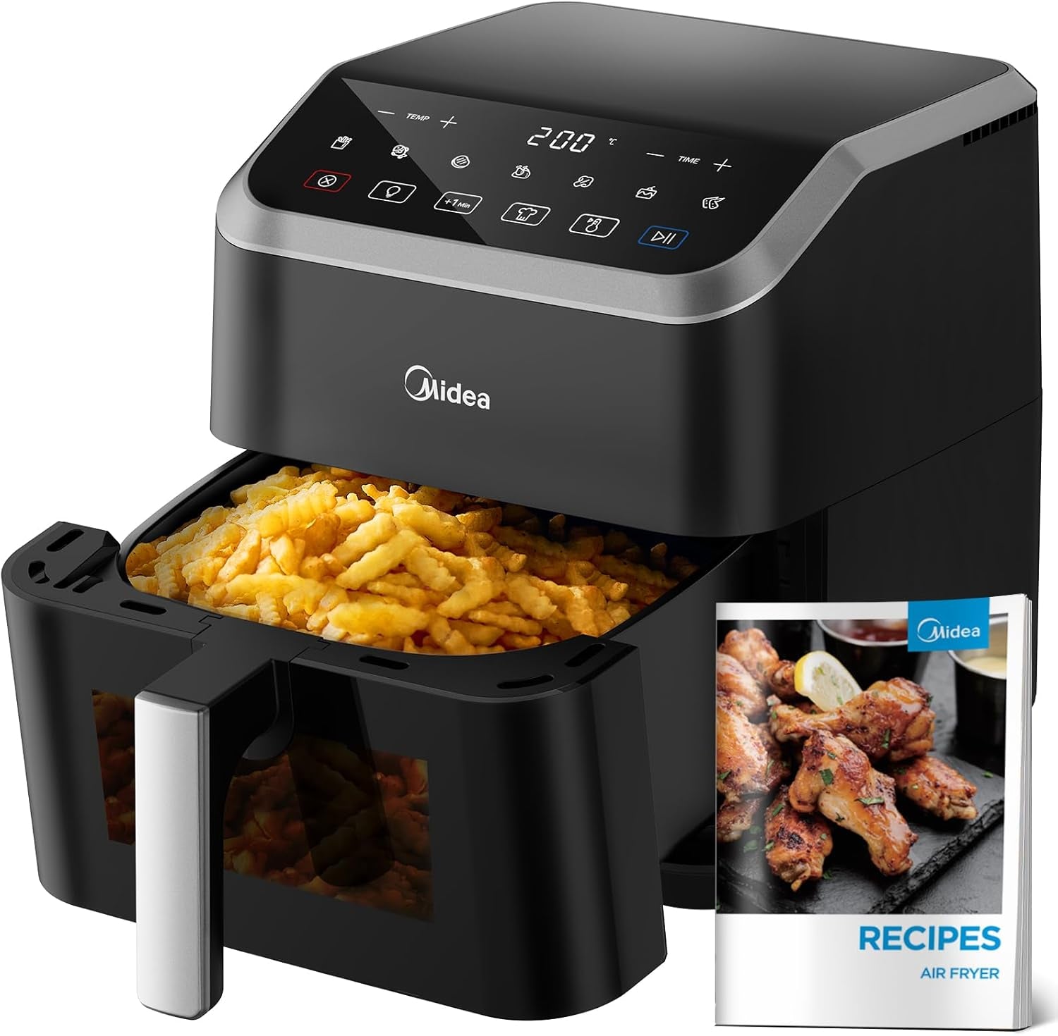 Midea Heteluchtfriteuse 2L, 1150W Airfryer, olievrij, Heteluchtfriteuse, Automatische uitschakelfunctie Huishoudelijke apparaten Naty Shop 5L