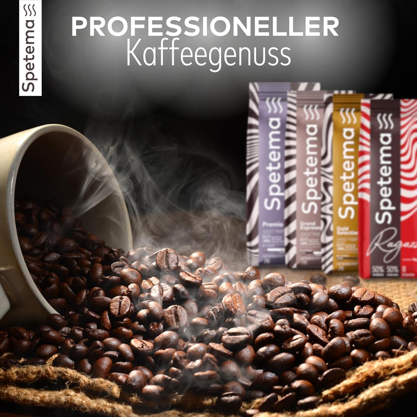 Spetema Kaffeebohnen Ragazzi Espressoreep - 50% Arabica & 50% Robusta, Intensität 8/10, Mittlere Röstung, Zartes Aroma & Dichtes Geschmackserlebnis, 1 kg.