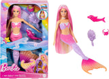 BARBIE Zeemeerminpop - Geïnspireerd door de tv-serie "Barbie: Hidden Magic" met kleurveranderingseffect en accessoires, 19 cm lang roze haar voor styling, voor kinderen vanaf 3 jaar, HRP97