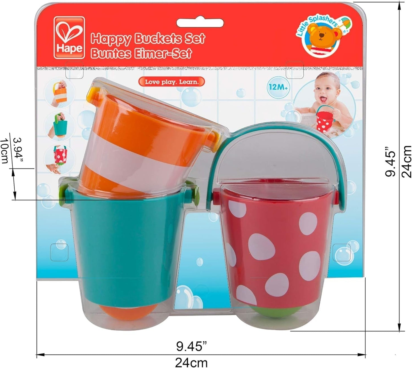 Hape Kleurrijke emmerset | Driedelig waterrad-badspeelgoed voor peuters, veelkleurig Jucarii Bebe Naty Shop