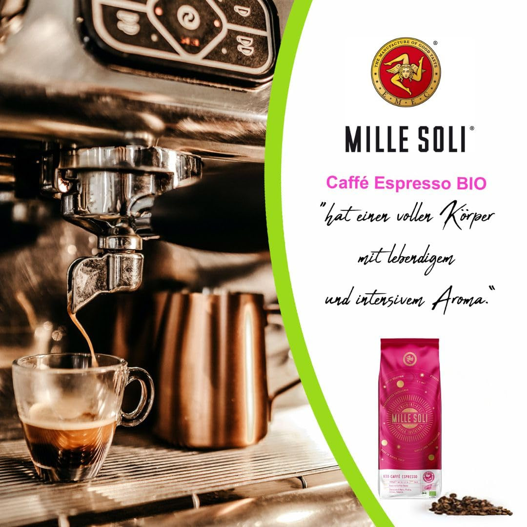 Caffè Biologische Espressobonen 250g - 100% Biologisch - Geroosterd op Sicilië - Eeuwenoude, handgemaakte brandmethode - Premium espressobonen voor volautomatische machines en portafilter