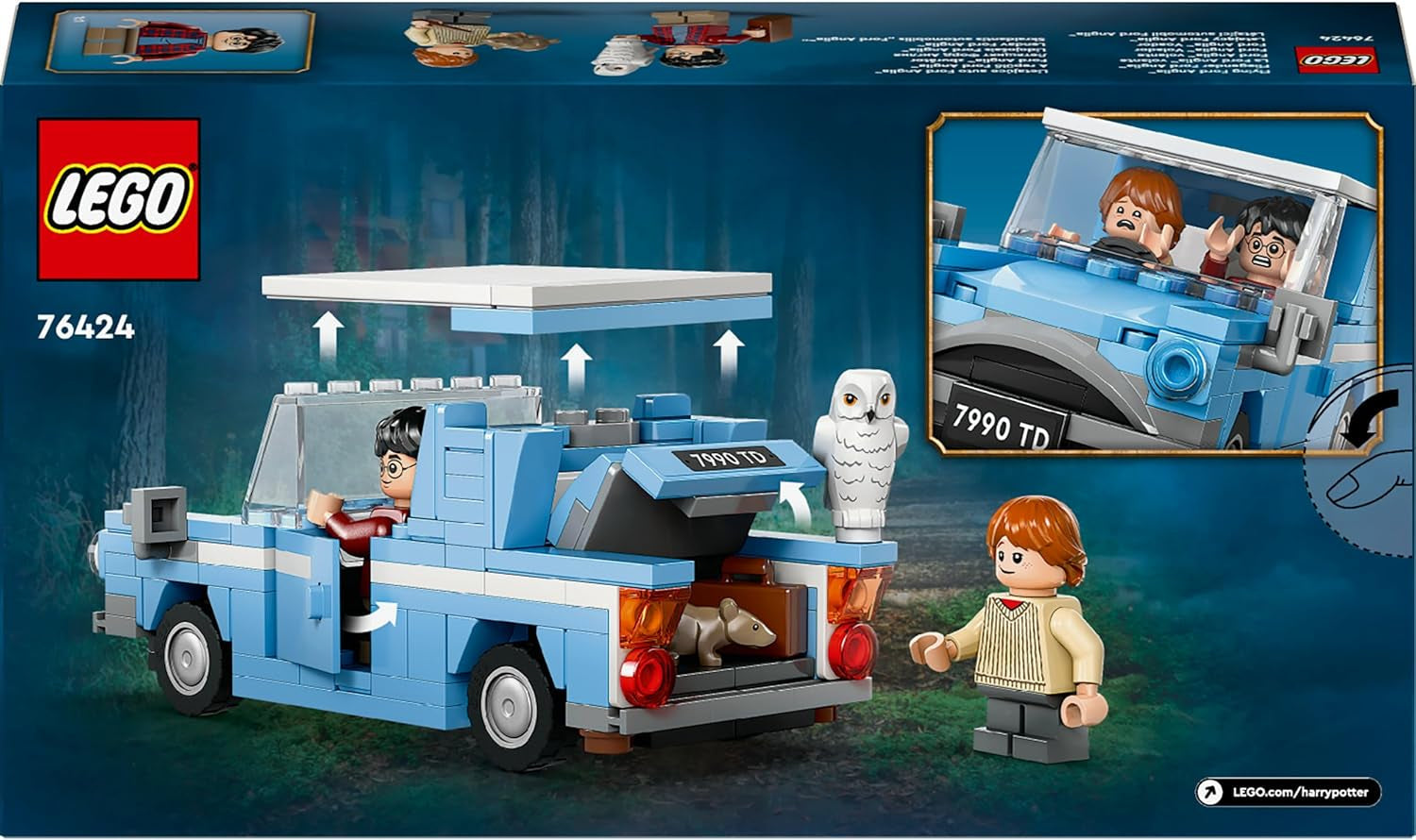 LEGO Harry Potter Vliegende Ford Engeland Bouwspeelgoedauto voor kinderen Cadeau voor jongens, meisjes en alle fans vanaf 7 jaar Set met 2 minifiguren inclusief Ron Wemel Rollenspel 76424 Bouwsets Besuchen in LEGO-Store