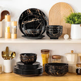 LOVECASA Daphne-serie porseleinen serviesset SWEET 24-delige combinatieset gouden design dinerborden dessertborden ontbijtgranenschalen en dinerborden voor 6 personen