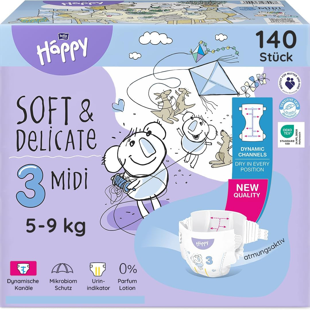 Bella Baby Happy Premium Luiers, Maat 6, Junior Extra, 15+ kg, 96 stuks, DERMATEST en OEKO-TEX Seal, Wegwerpluiers
