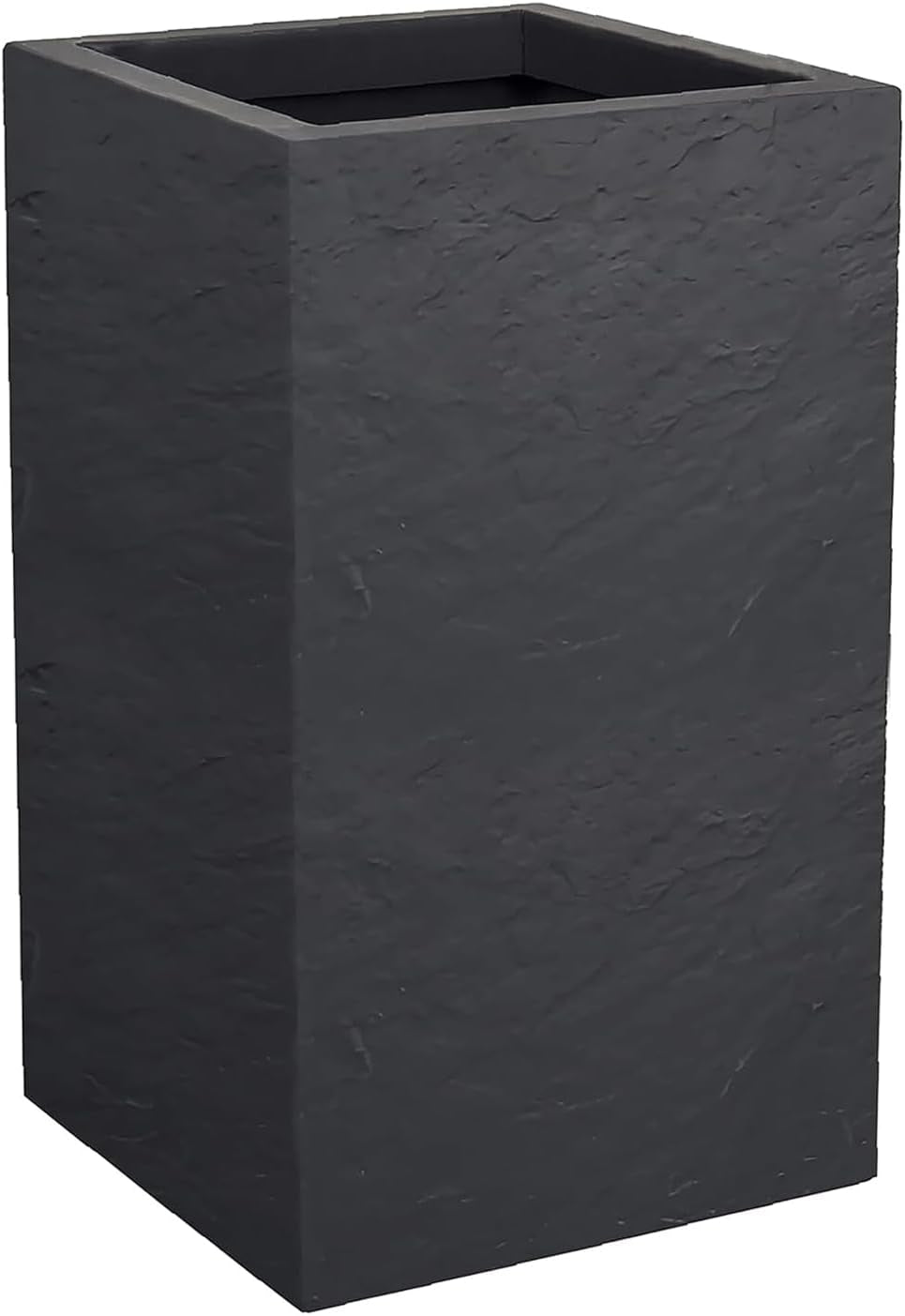 Volcania Up plantenbak, vierkant, hoog, 36 l, steenlook, enkelwandig, watertank, 29,5 x 29,5 x 49,5 cm, antracietgrijs