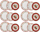 Hutschenreuther Happy Wintertime Red Christmas servies voor 6 personen, porselein, veelkleurig, 6 ontbijtborden, 6 dinerborden en 6 dinerborden, vaatwasser- en magnetronbestendig