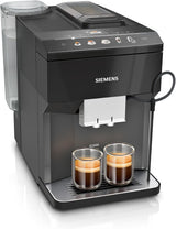 Siemens EQ500 klassieke automatische espressomachine, TFT-kleurenscherm, 5 soorten koffie en melk, dubbele kopfunctie, eenvoudige reiniging, afneembare zetunit, met melkslang, zwart, TP511E19