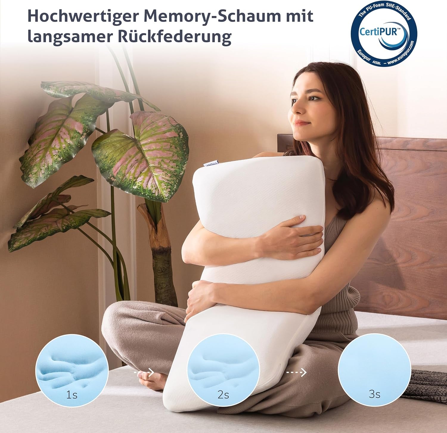 EGO HOME Kussen Memory Foam Zacht Ergonomisch Kussen Voor Rugslaper Zijslaper Neksteunkussen Met Ademende En Wasbare Hoes, Oeko-Tex Gecertificeerd, Nekkussen 75X35Cm Perne Standaard Naty Shop