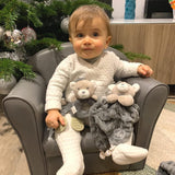 - Knuffel met rammelaar - Beer - 012290 - Grijs - Fleece - Geboorte - Knuffel - Baby - Rustgevend - Zacht - Wasbaar - 13 cm x 10 cm - Vanaf 0 maanden Babyspeelgoed Naty Shop