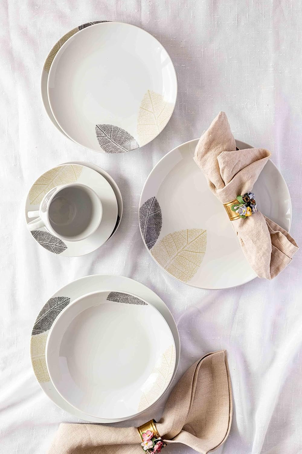 MÄSER 931215 Prachtig gedecoreerd servies voor 6 personen, gecombineerd servies 30-delig, met frameloze vormen, porselein, wit