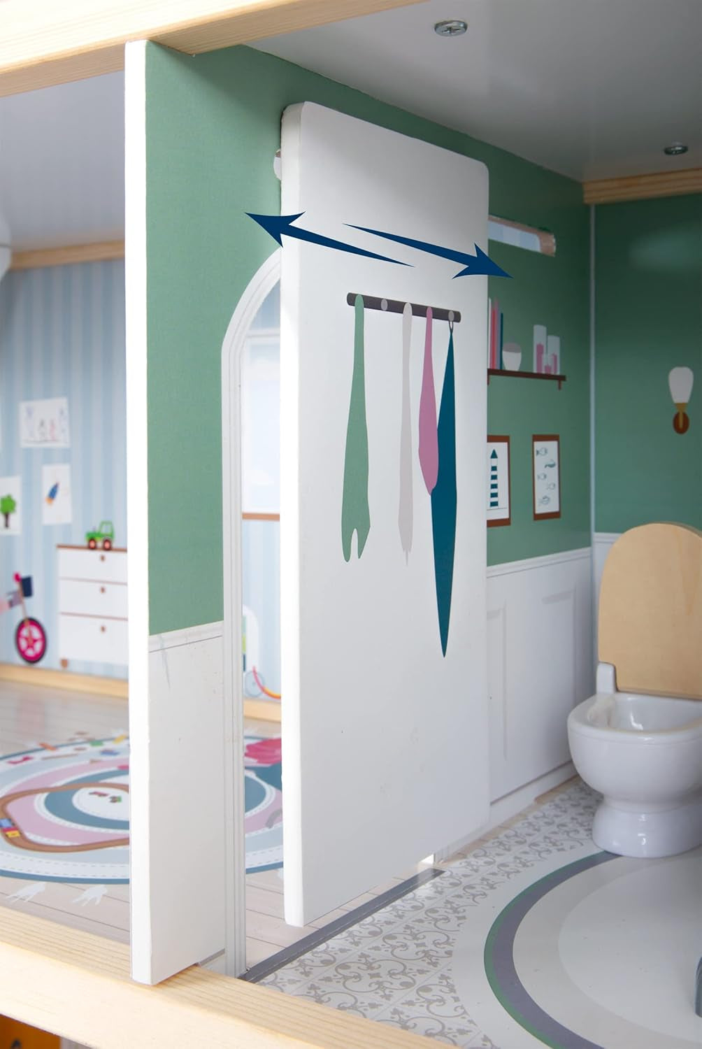 Small Foot houten poppenhuis met open voorkant van 3 verdiepingen en 12 meubelstukken voor kinderen vanaf 3 jaar 11802 Witgrijs