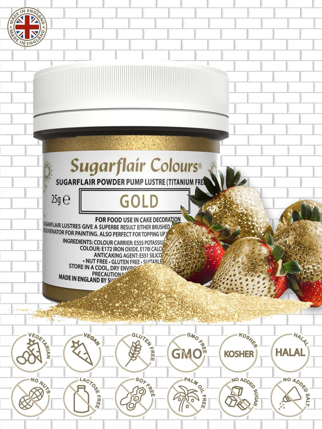 Sugarflair Pump Refill Gold - Pompspray Voedselkleuring Navulverpakking - 25 g