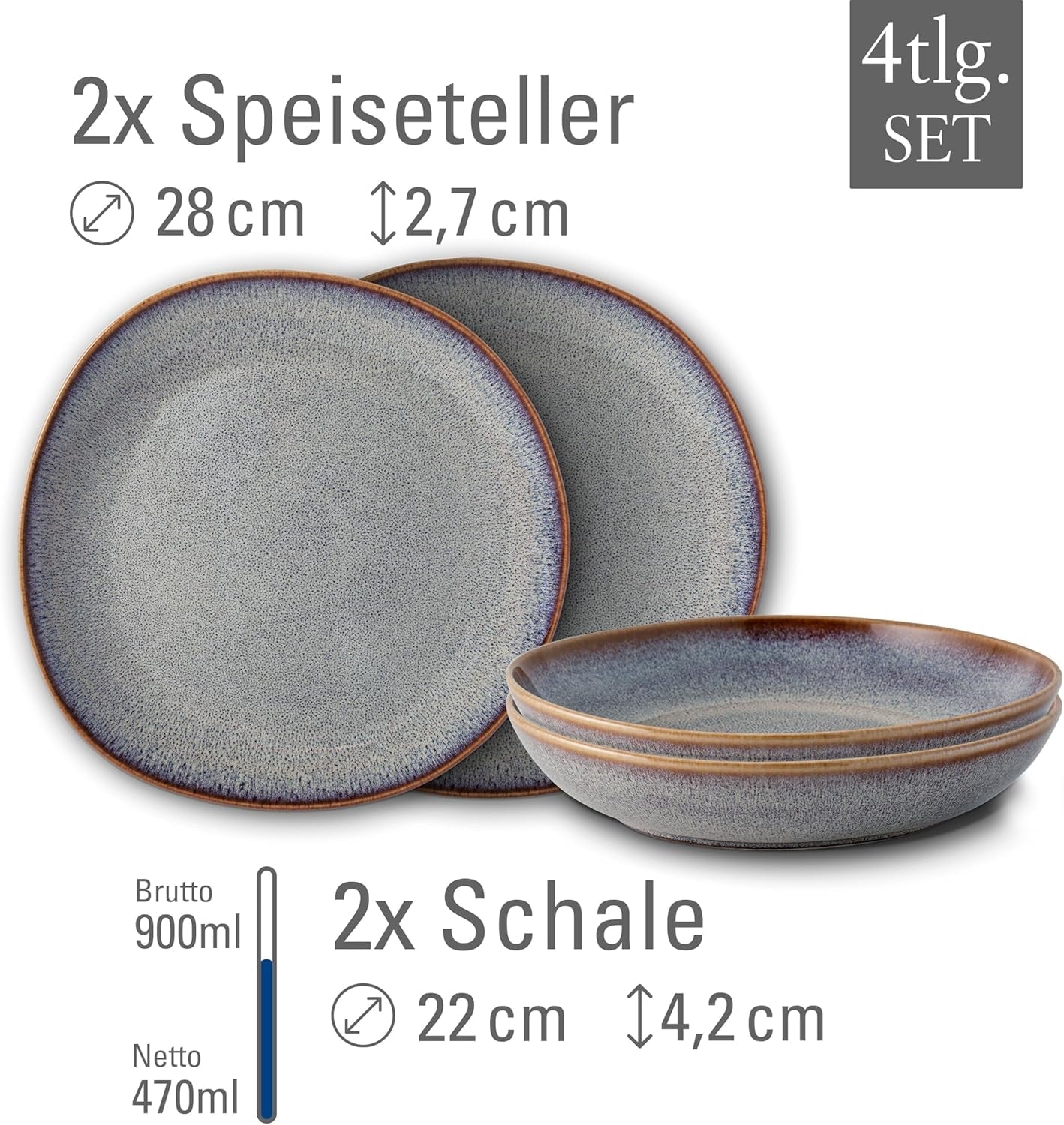 Lave beige tafelset van Villeroy & Boch, 4-delig, ca.