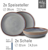 Lave beige tafelset van Villeroy & Boch, 4-delig, ca.