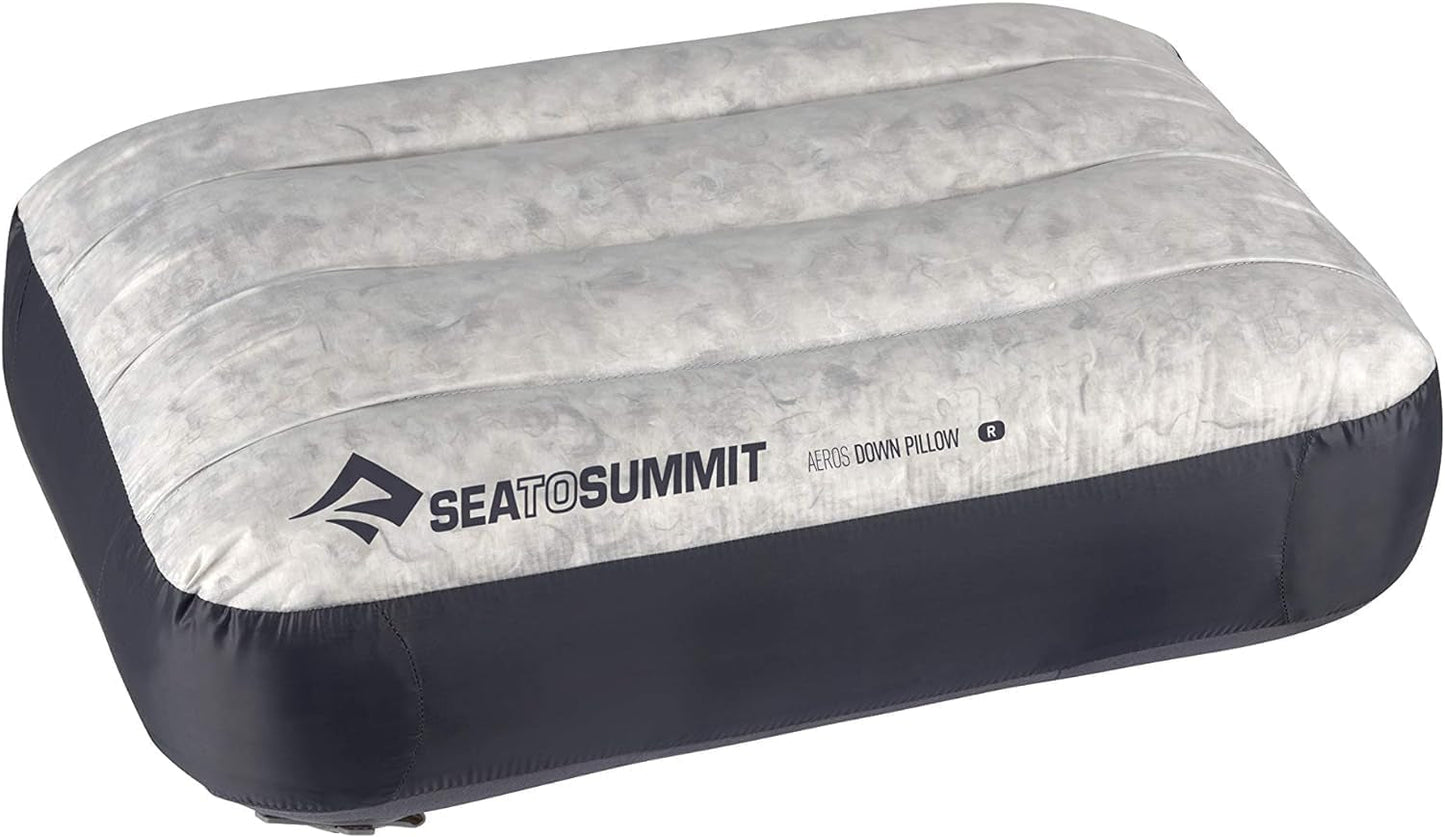 Sea to Summit - Eros Down Reiskussen L - Ultralicht en opblaasbaar - 10D materiaal - Premium donzen kussen - Antislip - Voor wandelen en kamperen - 42 X 28 X 12 Cm - Grijs - 95 G Naty Shop Reiskussens Normaal Grijs