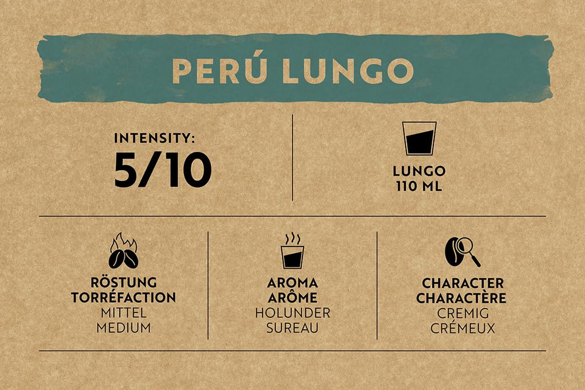 Café Royal Peru Lungo Bio – Nespresso®-compatibele Kaffeekapseln, 100% Arabica uit Peru, romig, Intensität 5/12, Fairtrade, 100 Kapseln