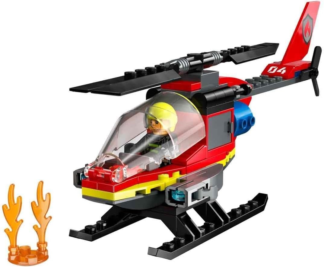 LEGO City Brandweerhelikopter, speelgoedhelikopter en pilootfiguurset, brandweerhelikopter voor een fantasierijke speelervaring, cadeau voor kinderen, jongens en meisjes vanaf 5 jaar 60411 Bouwsets Besuche den LEGO-Store