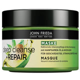 John Frieda - Deep Cleanse & Repair Mask / Treatment - Inhoud: 250 ml - Met hennepzaadolie + voedende avocado - Kalmerend haarmasker voor beschadigd haar Naty Shop Haarmasker 250 Ml (1 pakje)