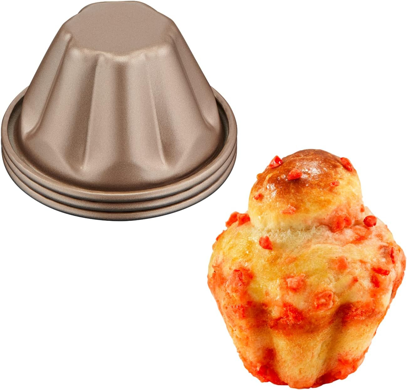 Tefal Creabake J3089304 3 Stück Brioche-Backform Antihaft-Beschichtung, Leicht Entnehmbar, Stapelbar, Einfache Austellung, Backform Vormen en bakplaten Naty Shop