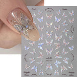 Glanzende Aurora Shell Schmetterling Nagelsticker Selbstklebend,Erleichterung Schmetterlinge Nail Sticker Rosa Laser Schmetterling Nagelaufkleber Für Frauen Nageldesign Zubehör Nagel Zubehör Nail Art