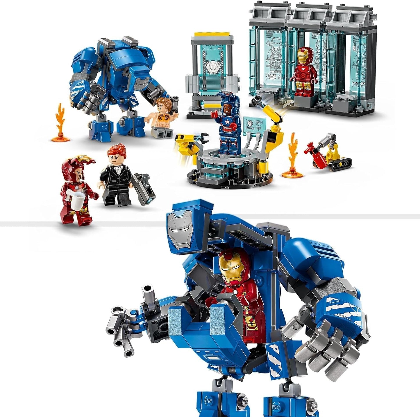 LEGO Marvel Iron Man's Laboratory: Hall of Armor - Superheldenspeelgoed met een mecha-figuur, 5 minifiguren waaronder Aldrich Killian - Avengers-cadeau voor jongens en meisjes vanaf 8 jaar 76315 Bouwsets Beuche in LEGO-Store