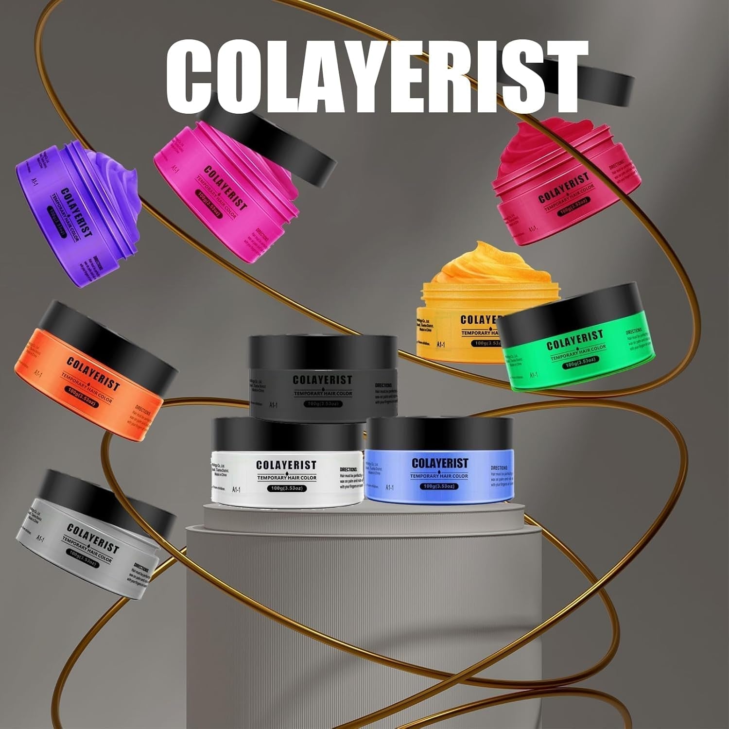 COLAYERIST Tijdelijke wasbare zwarte haarkleur Haarkleurwax voor mannen en vrouwen Haarmascara voor feest of cosplay Knoeivrije haarkleurproducten Haarverf Naty Shop