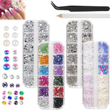5820 Stück Strasssteine ​​​​Nägel, Glitzersteine ​​​​Nägel en Halbrunde Perlen, AB Kristall Rhinestones, Flatback Nagel Steine ​​​​Mit Pinzette en Stift Für Nagel/Diy (Mehrere Größen en Farben)