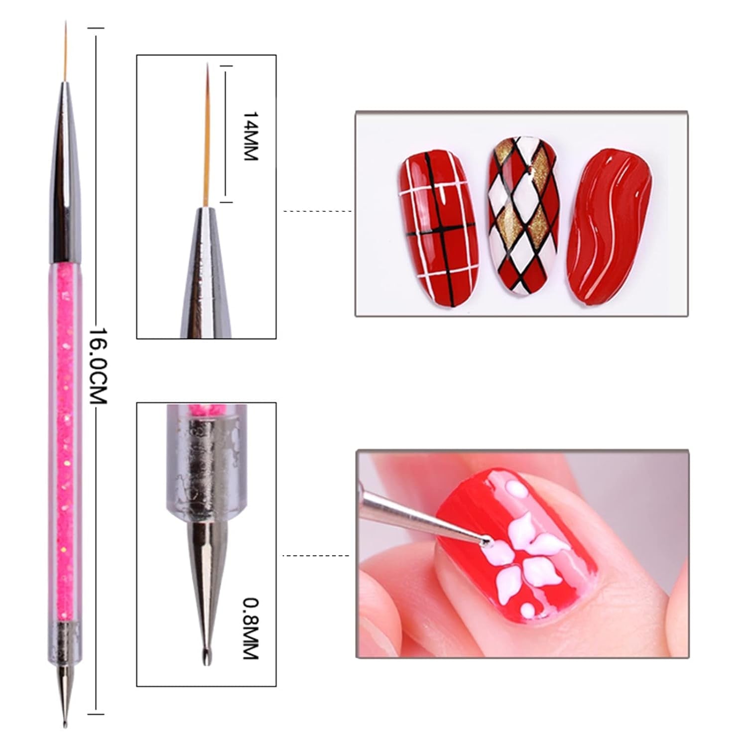 Nagel Art Fineliner Pinsel[5 Stück],Nagel Art Liner Pinsel,Professionele Detail Pinselset,Nagellack Pinsel,Voor Nail Art Design Schildersalon,Nageldesign Nagel Fußpflege
