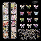 Nail Charms,6 Boxen Gold Silber Nagel Charms 3D Gold Bogen Stern Nail Art Decoratie+6200 Strasssteine ​​Bunt Steine ​​AB Perlen Diamanten,3D Legierung Bow Nail Gems Nagel Deko Für Frauen Nagel (6-A)