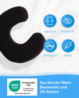 Zwarte kussensloop Dubbelpak Perfect voor ANDAR nekkussens Maco-katoen (dubbel jersey) Niet strijken en geschikt voor de droger Set van 2 kussenslopen met ritssluiting Oeko-Tex-gecertificeerd Cervicale orthopedische kussens Naty Shop