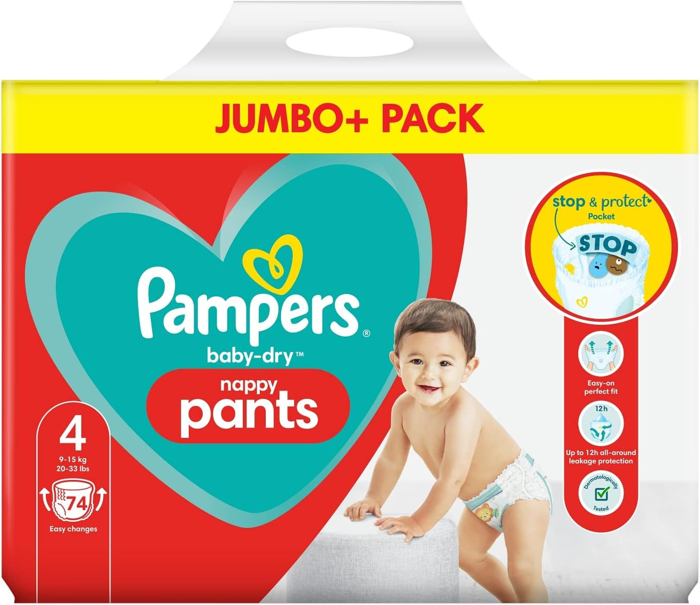 Pampers Baby-Dry luiers, maat 8, 43 luiers, vanaf 19 kg, Jumbo+ pak