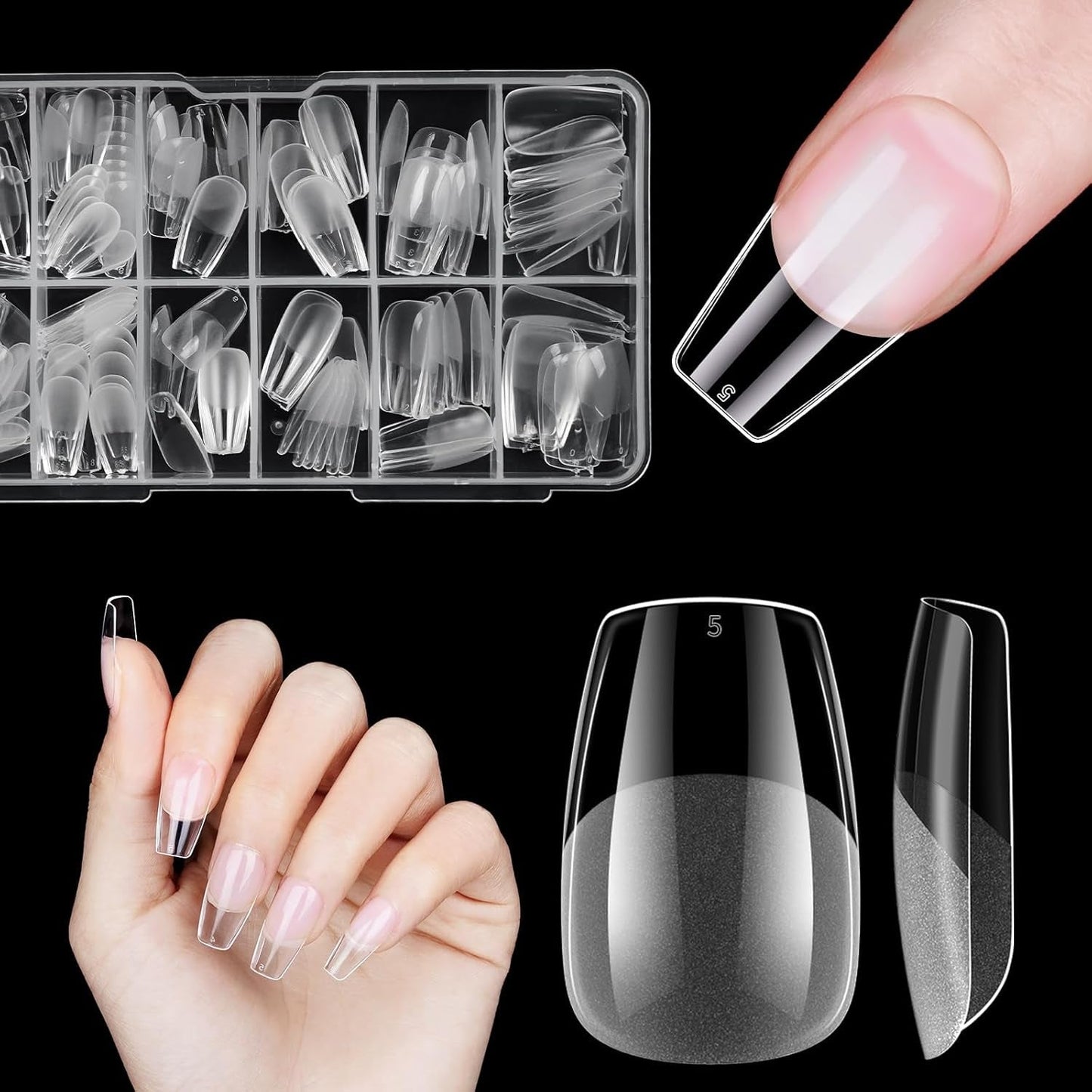 Korte kunstnagels Ballerina 120 stuks lijm op 12 maten Korte kunstnagels Zachte gel Volledige dekking nageltips voor korte gelnagels S