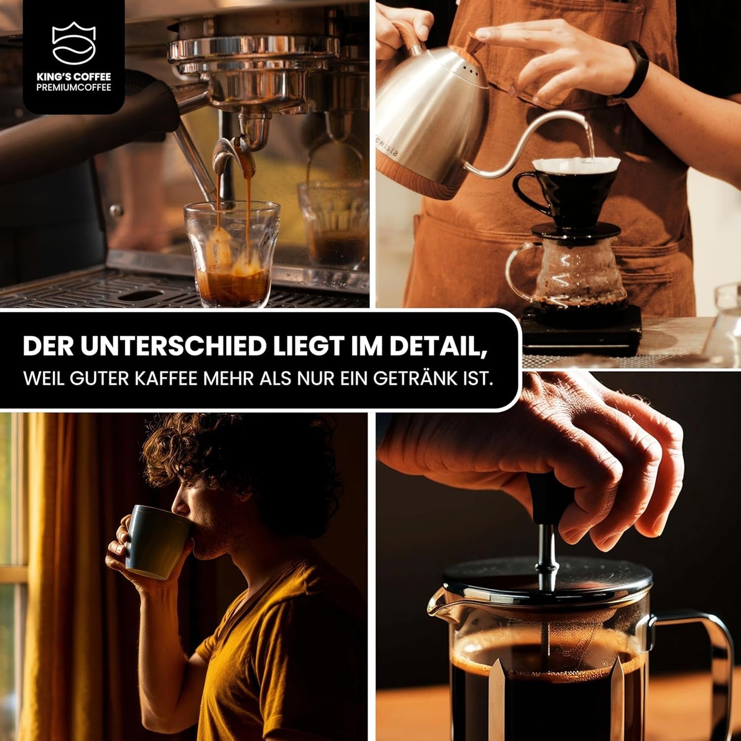 KING'S COFFEE - SPECIAL ROAST - 1 kg Barista Premium Espressobonen - Koffie met lage zuurgraad - Branden in kleine batches in Italië - De beste Arabica-Robusta-mix voor volautomatische machines en portafiltermachines