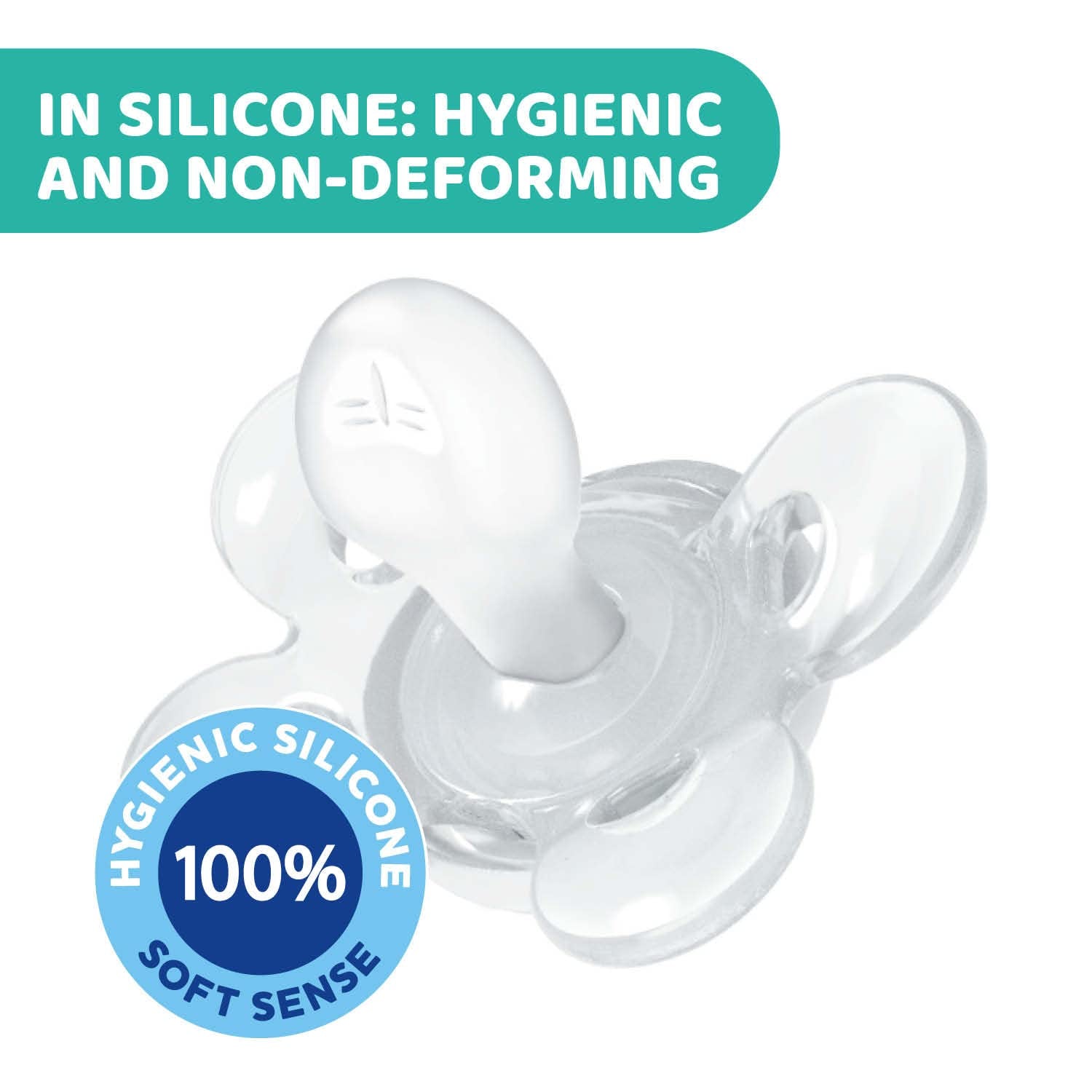Chicco PhysioForma Comfort-fopspeen 16-36 maanden, babyfopspeen met siliconen speen, 1 stuk, ondersteunt fysiologische ademhaling en correcte orale ontwikkeling, blauw