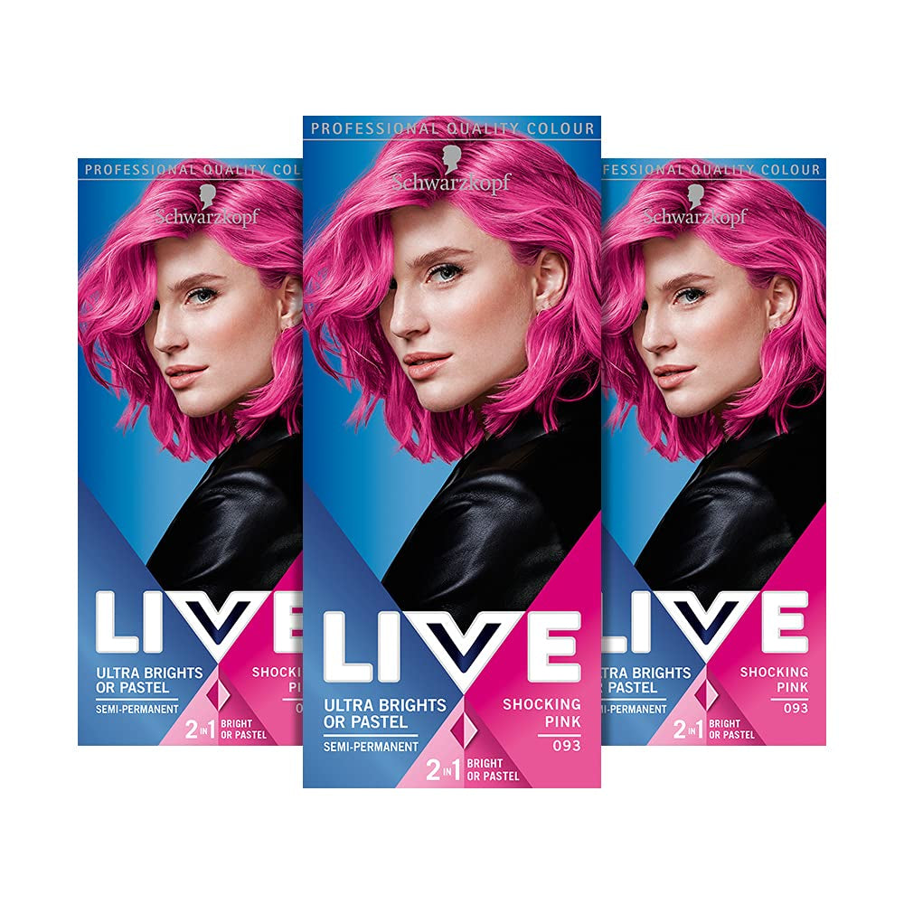 Live ultraheldere of pastelrode haarverf, 3 stuks, semi-permanente kleur, gaat tot 15 wasbeurten mee - 092 Pillar Box Red Naty Shop Pastel haarverf roze, 3 stuks (pak van 1)