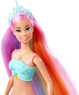Steffi Love magische regenboogzeemeermin, zeemeerminpop met magische regenbooglichtfunctie en extra lang haar, 39 cm, vanaf 3 jaar