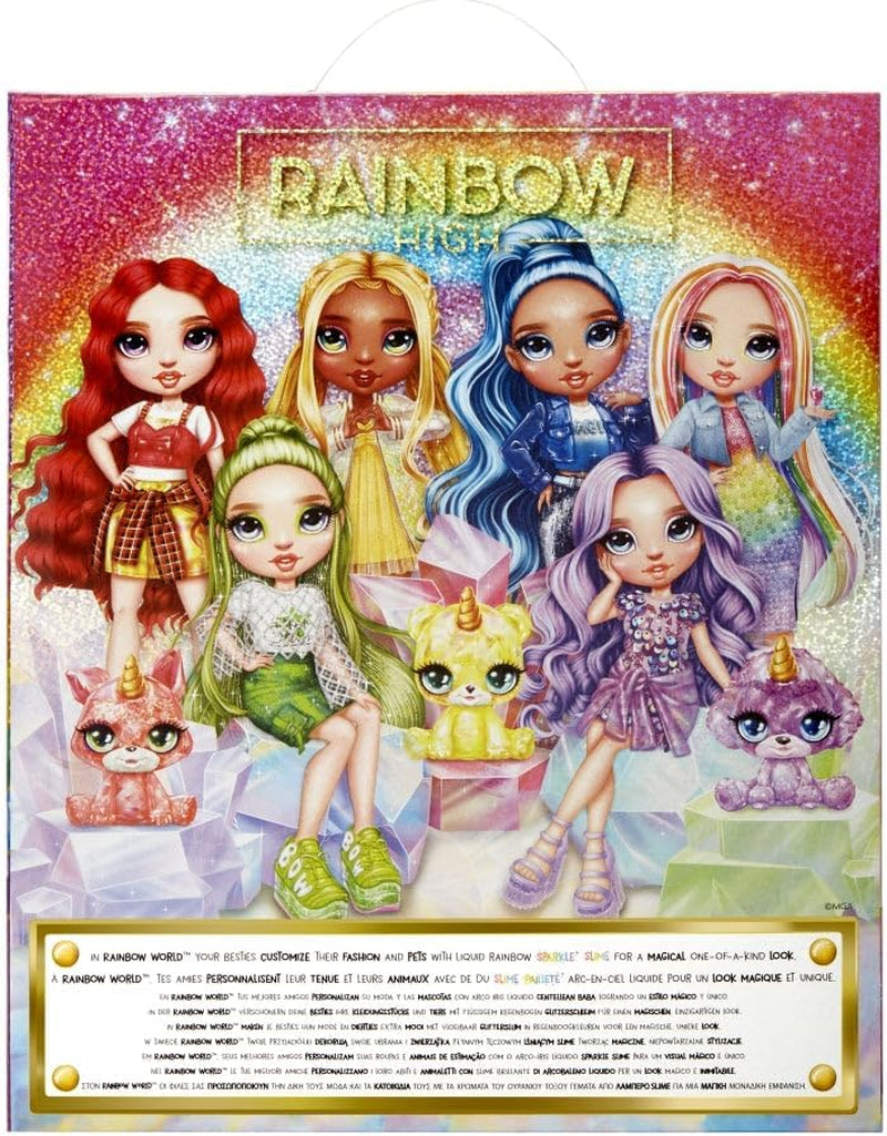Rainbow High Fashion pop met slijm en huisdier - paars - 28 cm glitterpop met glitterslijm, magisch huisdier en modeaccessoires - speelgoed voor kinderen - ideaal voor 4-12 jaar