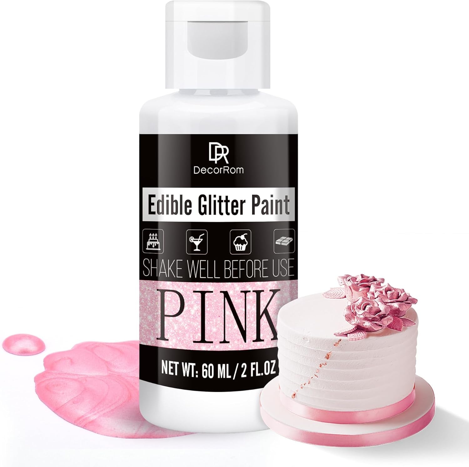 Eetbare vloeibare glitter - 6 kleuren metallic glitter kleurstof voor taartdecoratie, bakken, muffins - Eetbare vloeibare glitter metallic poeder voor doe-het-zelf koekjes, fondant, taarten