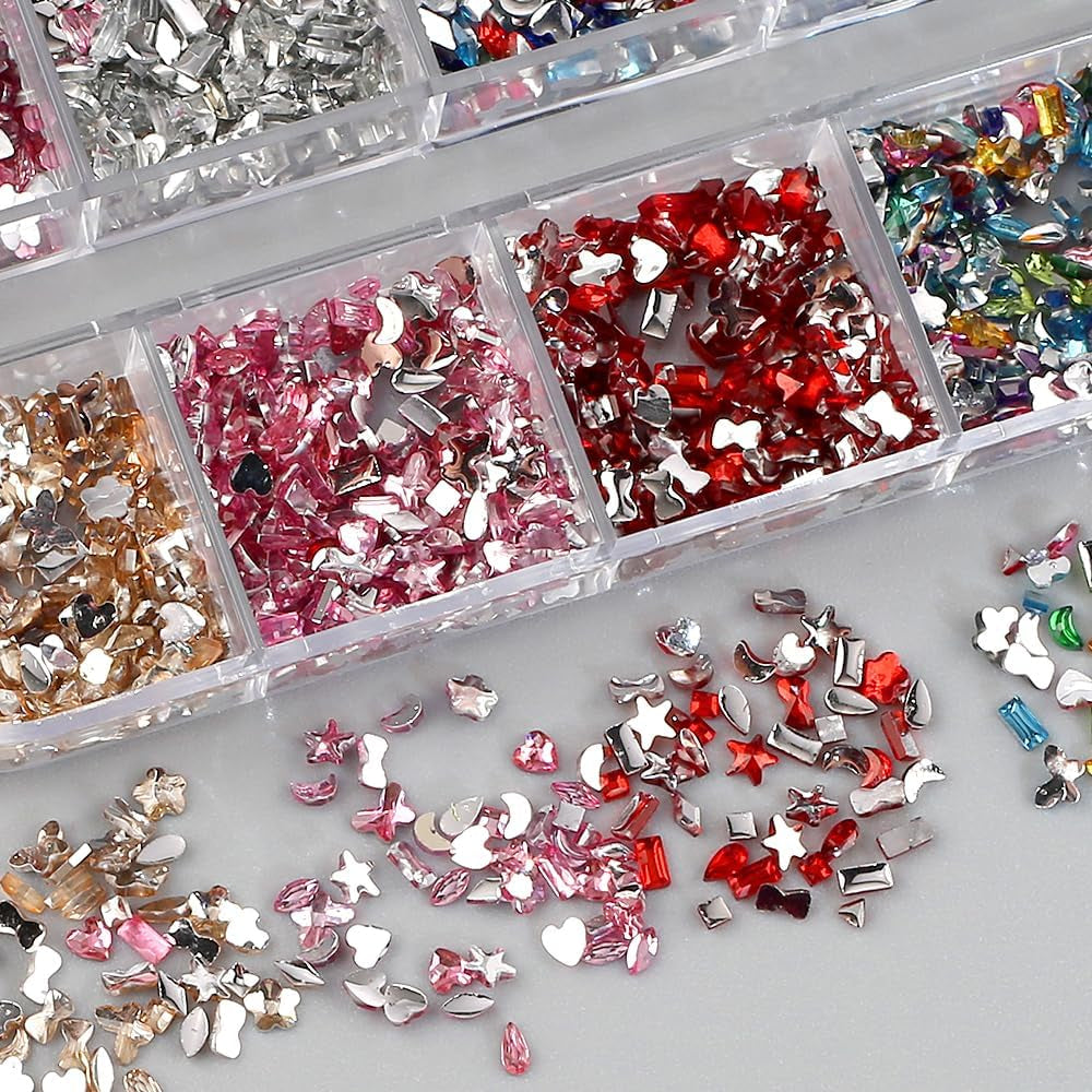 2000 stuks Bunte Strasssteine ​​Nägel Glitzersteine ​​nagelbedels Nailart Edelsteine ​​nagelsteen Glitzer Steine ​​nagelbedels Nägel Zubehör Kristalle Diamant Nageldesign Strass Nail Art Rhinestones Nail Gems