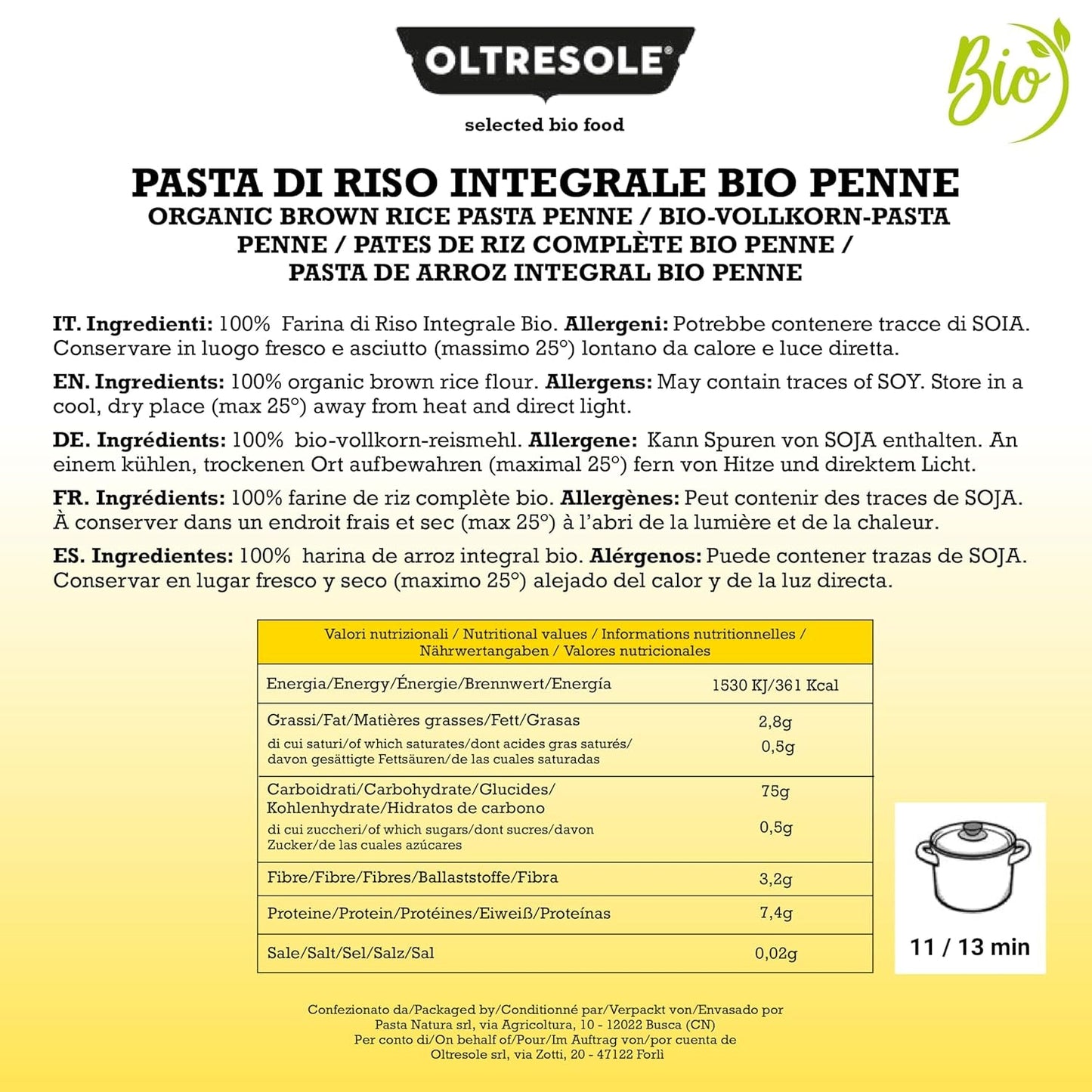 - Paste di Riso Integrale Biologica Italiana Glutenvrij, Penne Formaat - glutenvrije pasta, 100% biologisch volkoren rijstmeel, rijk aan vezels, veganistisch, verpakking van 3 verpakkingen van 350 g