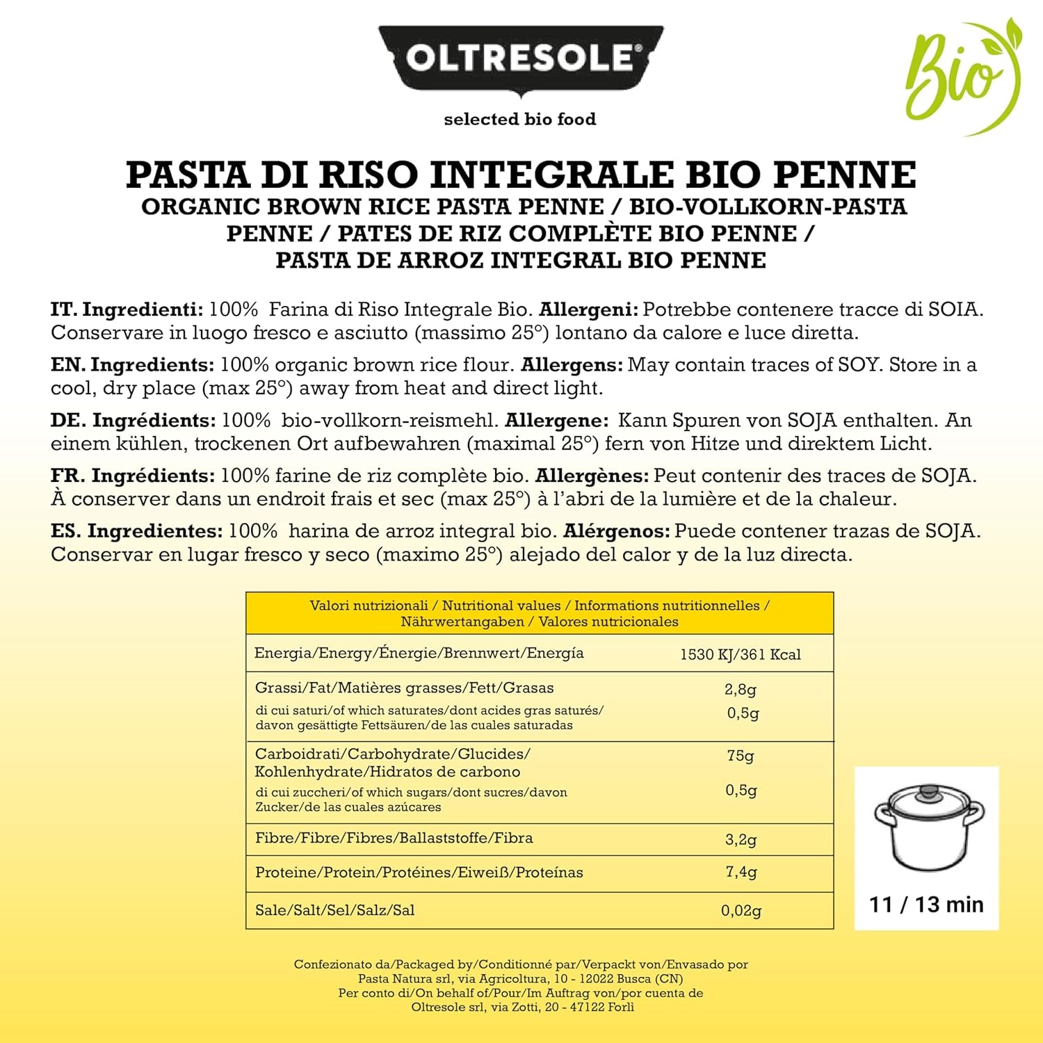 - Paste di Riso Integrale Biologica Italiana Glutenvrij, Penne Formaat - glutenvrije pasta, 100% biologisch volkoren rijstmeel, rijk aan vezels, veganistisch, verpakking van 3 verpakkingen van 350 g