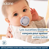 BIOLANE - Ronde speen - Extra dunne fopspeen - 6+ maanden - Bicolor groen - Speen van natuurlijk rubber - Voor orale ontwikkeling - Zacht en comfortabel
